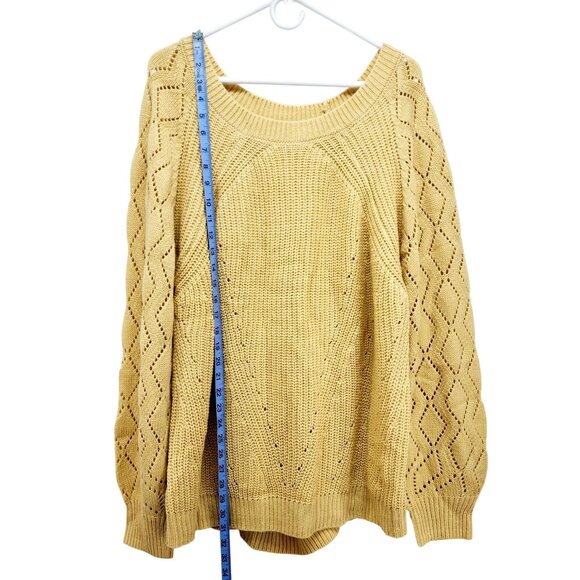 Beige Knit Sweater Size 2XL With Diamond Pattern Sleeves & Ribbed Hem - Picture 3 of 9